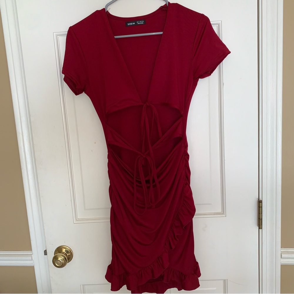 Red Tied Cutout Dress
